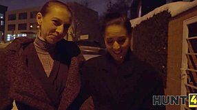 lucky guy fucks shaved pussy of caught brunette on sofa