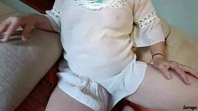 Stepmom struts housework in sheer dress flashing bare pussy and big ass