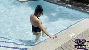 stacxxxs day at the pool with hawaiian angel bareback creampie doggystyle