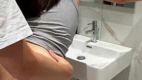 quick bathroom doggy creampie while party dances outside