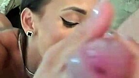 Skinny teen latina brunette rims balls deepthroats big cock cum in mouth
