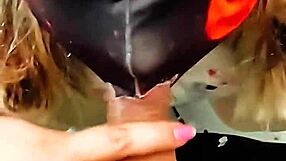 Latina MILF teases construction worker with real blowjob