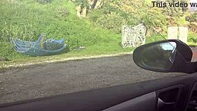 Busty French Stepmom Gropes Stepson's Cock in Moving Car