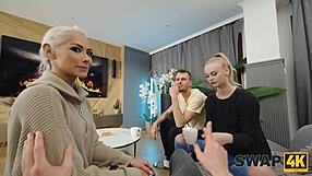 young couple seduces girl for threesome while boyfriend watches