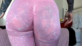 milf melody radford sheer gym leggings close-up