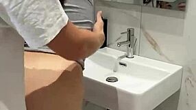 quick bathroom doggy creampie while party dances outside