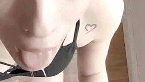 Cute Brunette Teen Receives Facial Cumshot in Homemade Scene Again.