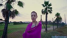 Heart pounding as inked Latina chokes on cock before wild public cowgirl ride outdoors