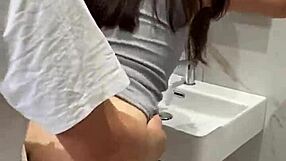 quick bathroom doggy creampie while party dances outside