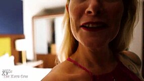 Reunited couple enjoys a quiet hotel room meeting