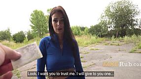 public pickup guy pays hot jogger for outdoor pussy fuck