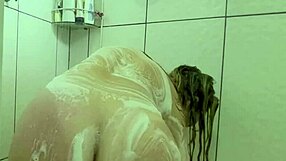 Is that hot latina milf wife bathing and showing her ass and pussy after gym?