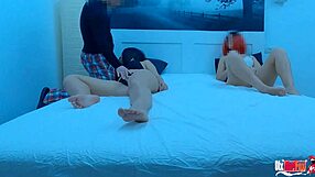 wife shares hubbys cock w step sis in wild 3some creampie 😈