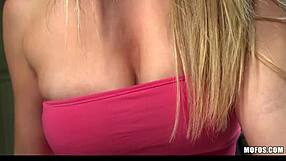 Busty Blonde Teases Big Natural Tits Before Hard Fucking.