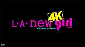 cute teen slut showers before daddy casting!