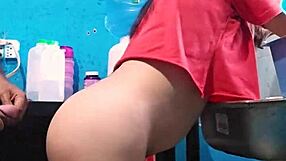 mexican amateur girl fucked while washing dishes!