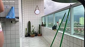 maid in tight shorts camera