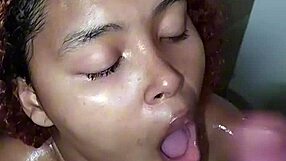 Hot latina's hotel bathroom cumshot