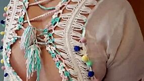 Stepmom struts housework in sheer dress flashing bare pussy and big ass