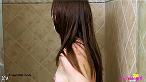 cute teen slut showers before daddy casting!