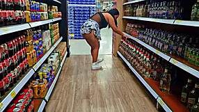 Watch this Venezuelan hotwife flash her big ass in the supermarket while her cuckold husband films in Medellin?