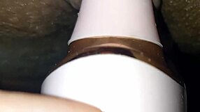 Wet pussy teases big clit with suction toy