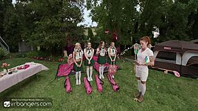 Three teen scouts strip uniforms at camp. They ride cocks in wild orgy.