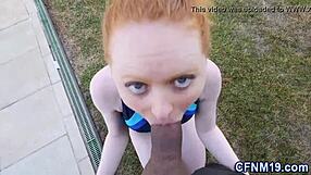 cfnm redhead teen gets monster cock cum dump outdoors