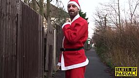 British tattooed plumper spreads fat pussy riding dildo squirting hard for santa claus fetish