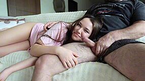 stepsister's big ass bent over fucked rough while watching tv together