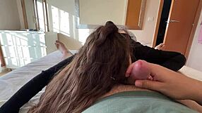 Cute Petite Teen's Hairy Pussy Exposed After Pants Rip Before Homemade Massage Handjob