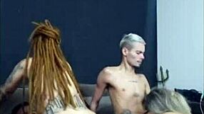 Dread redhead rides buddy while his wife devours me