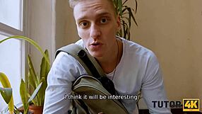 Tutor4k Handsome Heartbreaker Pounds Physics Tutor on Red Couch