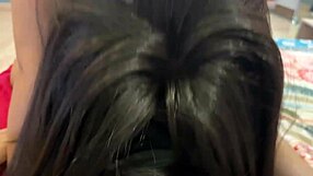 Caught curvy brunette sucking and riding huge cock nonstop in homemade vid