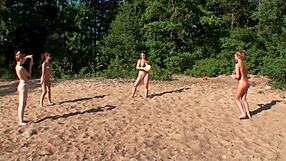 Purefilmstv's four pretty blondes camp out and dive into wet lesbian kissing with toys and orgasms.