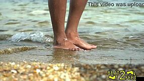 giggles' bare feet tickled sandy on beach backstage beat2feetcom