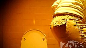 Beautiful Girl's Hairy Pussy Exposed Peeing Standing in Hidden Toilet Cam