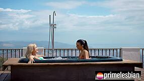 wanna see us squirt kissing in hottub? ohana petite licks angie lynx juicy pussy