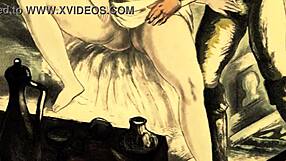 vintage art teases with hairy pussy closeups