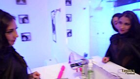 Colombian Latinas Valen and Danyla Shower Lesbian Pool Bath Orgy