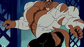 watch this beastly bodybuilder's muscles explode in furry growth frenzy