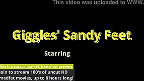 giggles' bare feet tickled sandy on beach backstage beat2feetcom