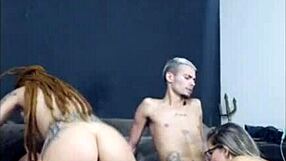 Dread redhead rides buddy while his wife devours me