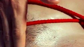 Silvana Lee's oiled pussy bound tight for bondage pounding