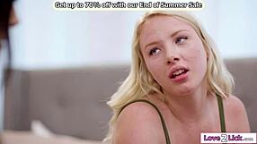 Stepdaughter Promises Secrecy After Stepmom Licks Her Shaved Pussy and Sucks Tits