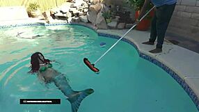 Helena Price's slutty mermaid roleplay makes my cock throb for Halloween interracial blowbang