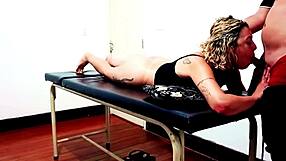 hey waxing client can't resist getting licked and fucked on the desk by horny masseuse