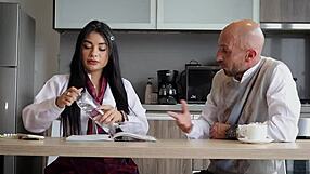 hey teacher pervy dude bends me over in his house for wet pussy doggystyle pounding