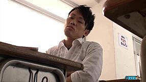 horny students lick teacher's hairy pussy with toys before group cum