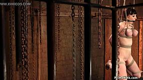 Lezdom Mistress Toys Hogtied Ebony Brunette Slave Choking Gagging Deepthroat Pain